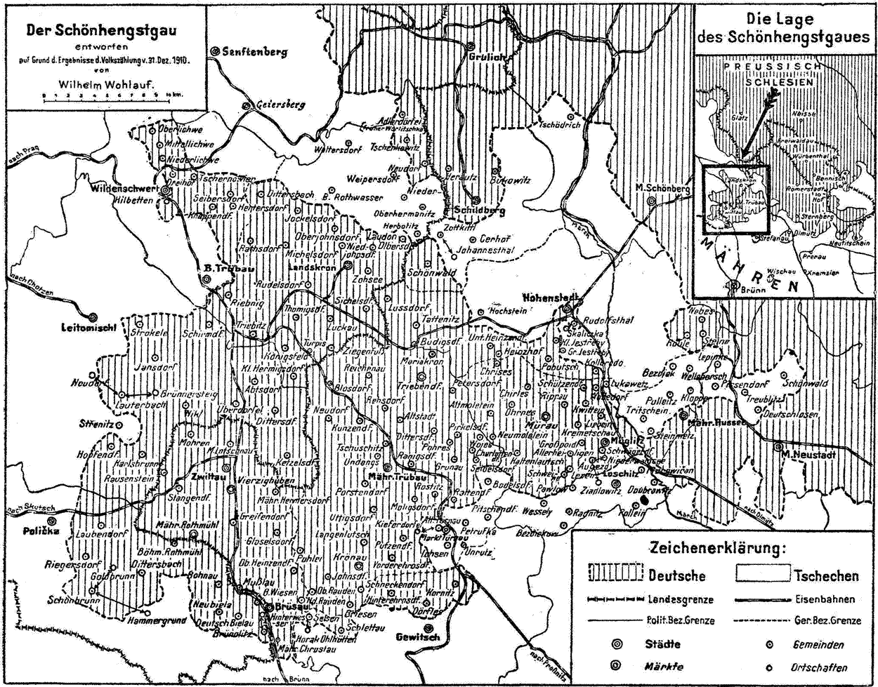 Karte Volkszählung 1910 Schönhengstgau